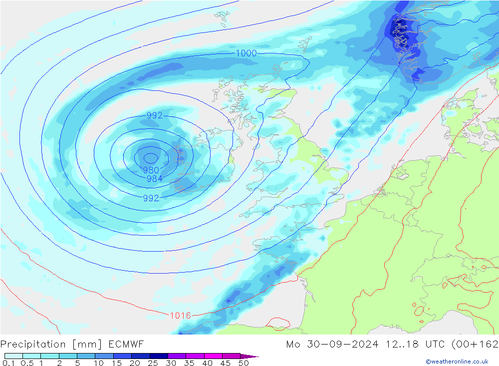 Precipitation ECMWF Mo 30.09.2024 18 UTC