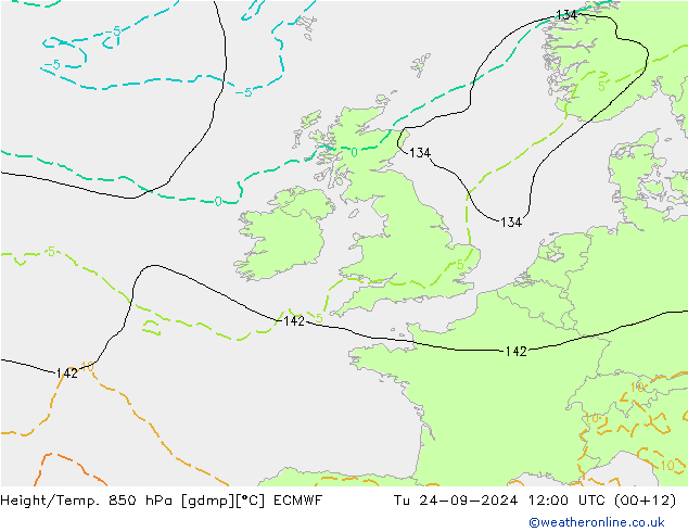 Z500/Rain (+SLP)/Z850 ECMWF Di 24.09.2024 12 UTC