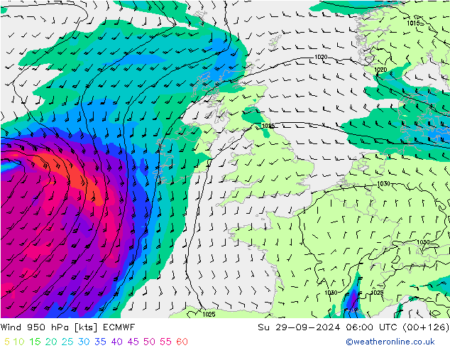 Wind 950 hPa ECMWF Su 29.09.2024 06 UTC