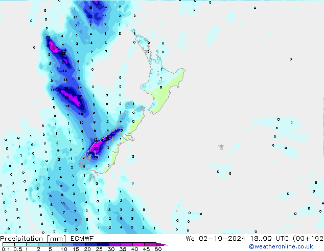 Neerslag ECMWF wo 02.10.2024 00 UTC