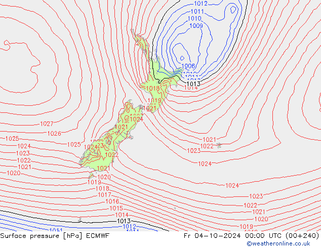 Pressione al suolo ECMWF ven 04.10.2024 00 UTC