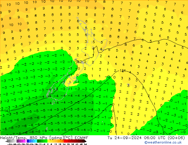 Z500/Regen(+SLP)/Z850 ECMWF di 24.09.2024 06 UTC