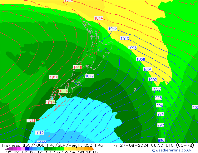 Thck 850-1000 hPa ECMWF Fr 27.09.2024 06 UTC