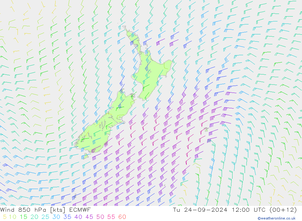 Viento 850 hPa ECMWF mar 24.09.2024 12 UTC