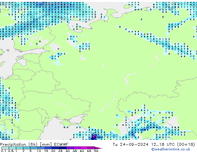 Z500/Rain (+SLP)/Z850 ECMWF вт 24.09.2024 18 UTC