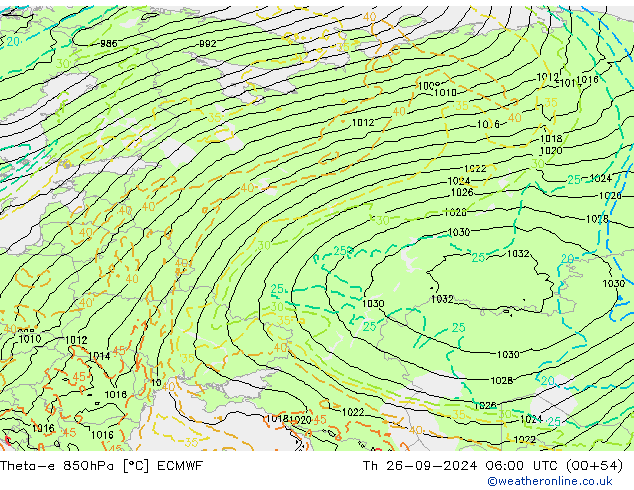 Theta-e 850hPa ECMWF do 26.09.2024 06 UTC