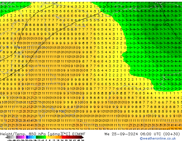 Z500/Rain (+SLP)/Z850 ECMWF We 25.09.2024 06 UTC