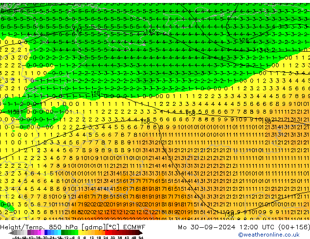 Z500/Rain (+SLP)/Z850 ECMWF Mo 30.09.2024 12 UTC