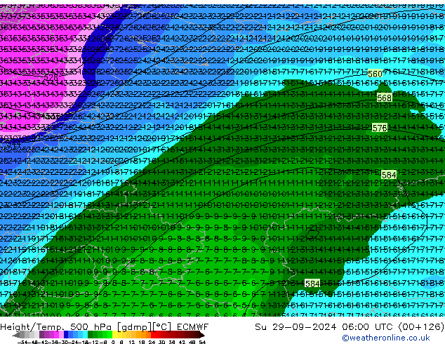 Height/Temp. 500 hPa ECMWF So 29.09.2024 06 UTC