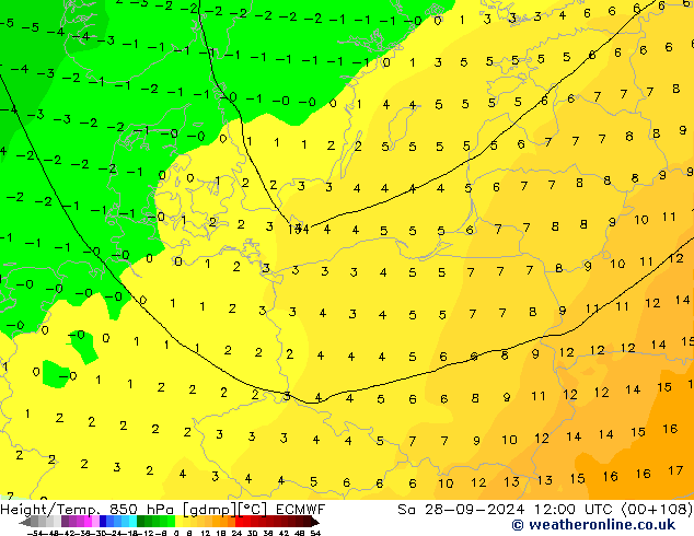 Z500/Rain (+SLP)/Z850 ECMWF Sa 28.09.2024 12 UTC