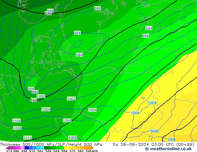 Espesor 500-1000 hPa ECMWF sáb 28.09.2024 03 UTC