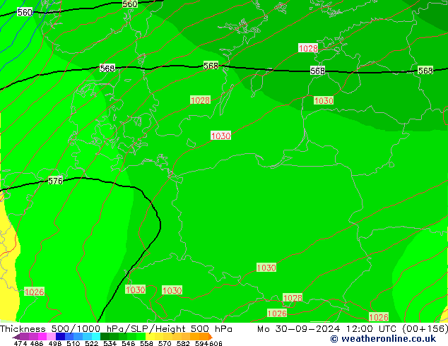 Thck 500-1000hPa ECMWF Mo 30.09.2024 12 UTC