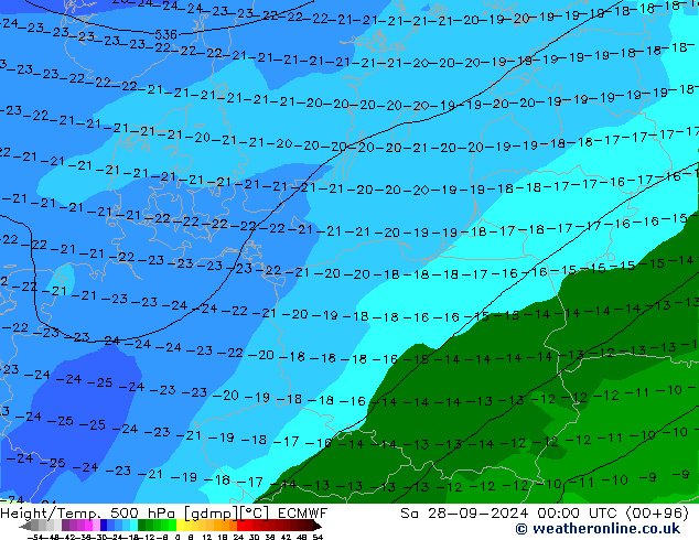 Z500/Rain (+SLP)/Z850 ECMWF Sa 28.09.2024 00 UTC