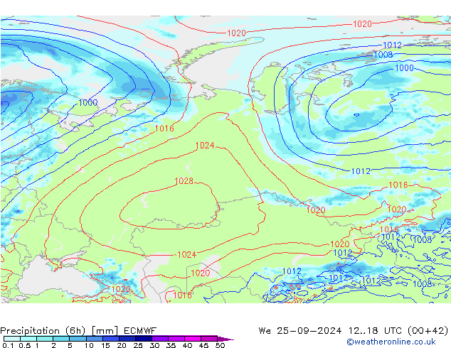 Z500/Rain (+SLP)/Z850 ECMWF ср 25.09.2024 18 UTC