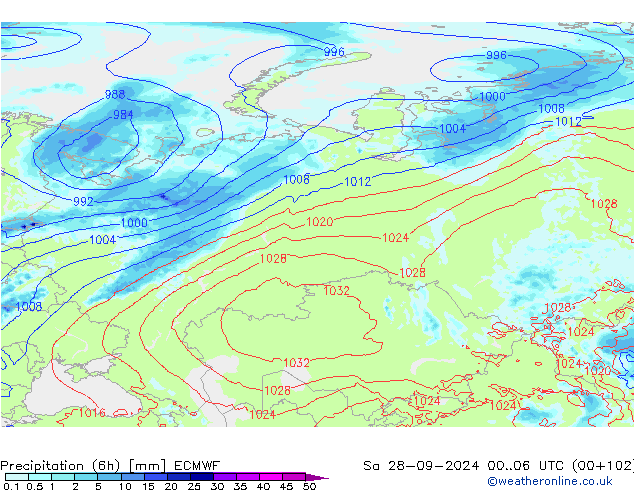 Z500/Rain (+SLP)/Z850 ECMWF Sa 28.09.2024 06 UTC