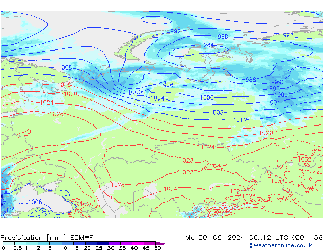 opad ECMWF pon. 30.09.2024 12 UTC