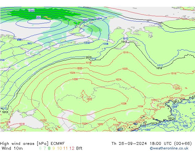 Windvelden ECMWF do 26.09.2024 18 UTC