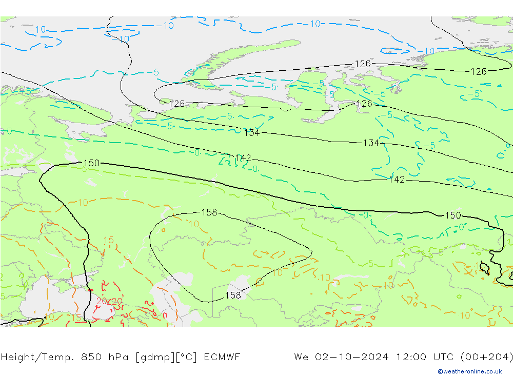 Z500/Rain (+SLP)/Z850 ECMWF We 02.10.2024 12 UTC