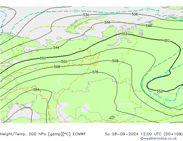 Z500/Rain (+SLP)/Z850 ECMWF sam 28.09.2024 12 UTC