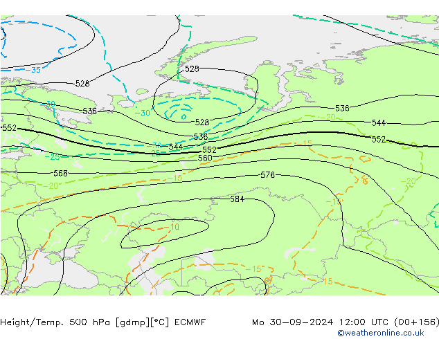 Z500/Rain (+SLP)/Z850 ECMWF ��� 30.09.2024 12 UTC