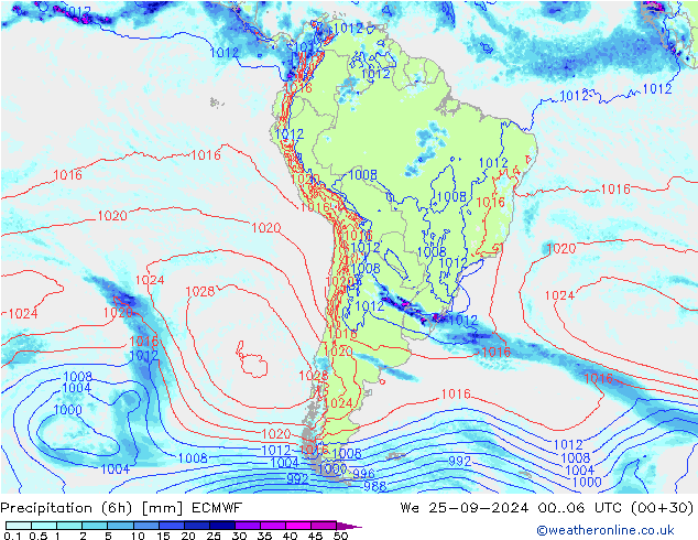 Z500/Rain (+SLP)/Z850 ECMWF St 25.09.2024 06 UTC