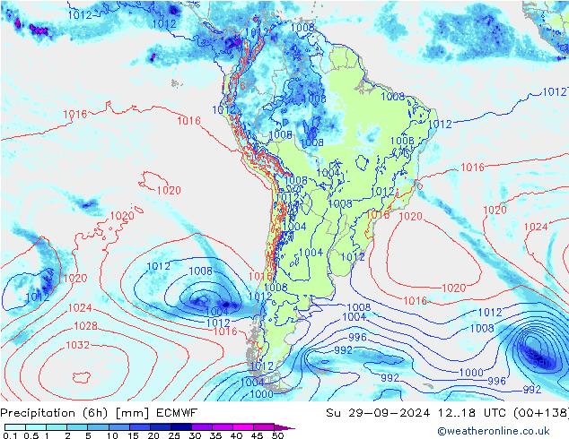 Yağış (6h) ECMWF Paz 29.09.2024 18 UTC