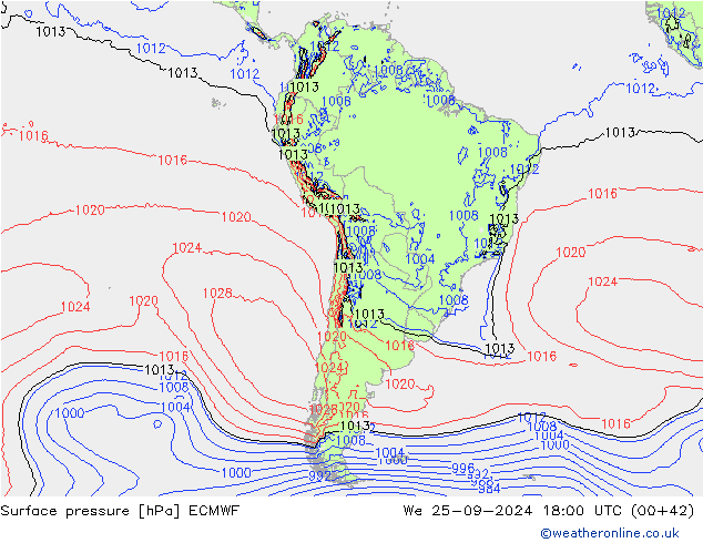 pression de l'air ECMWF mer 25.09.2024 18 UTC