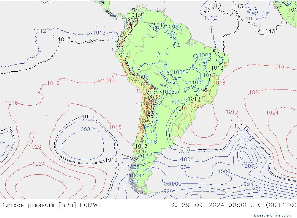 Presión superficial ECMWF dom 29.09.2024 00 UTC