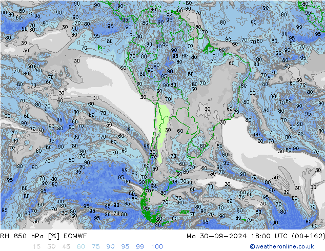 RH 850 hPa ECMWF Seg 30.09.2024 18 UTC