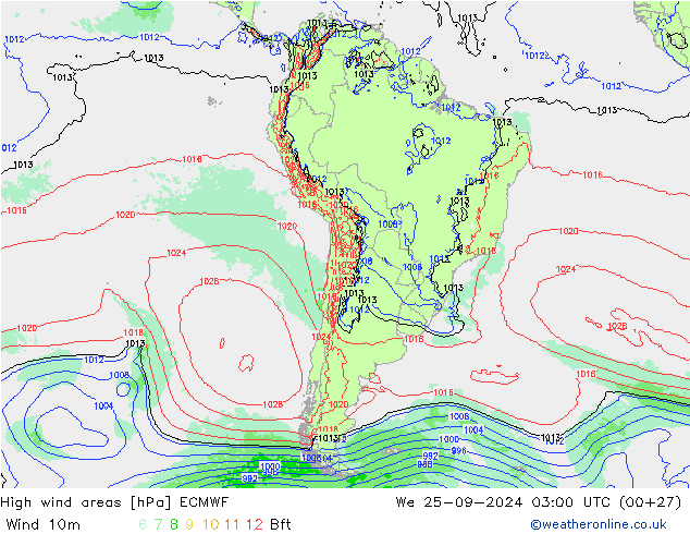 Windvelden ECMWF wo 25.09.2024 03 UTC