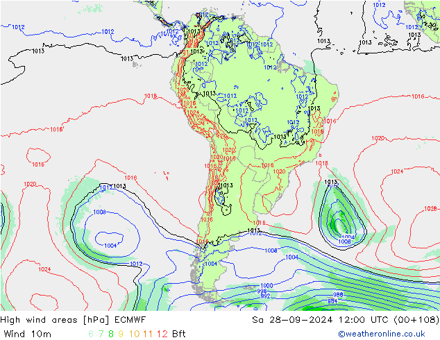 Windvelden ECMWF za 28.09.2024 12 UTC