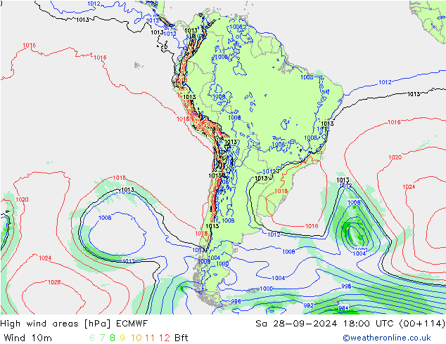 Izotacha ECMWF so. 28.09.2024 18 UTC