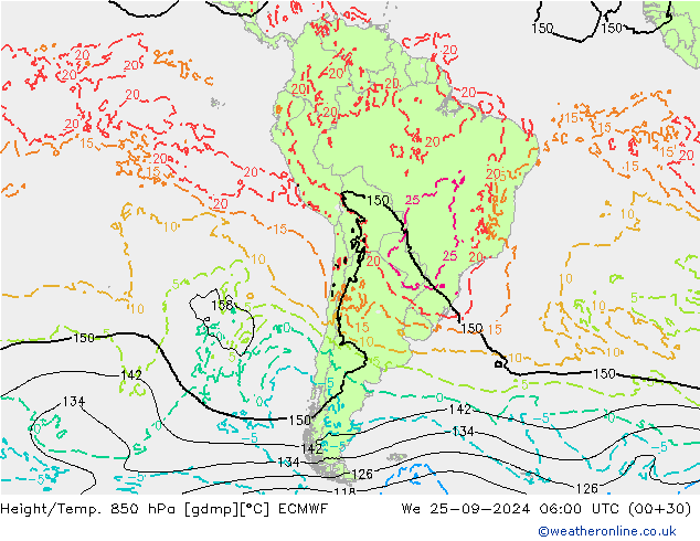 Z500/Rain (+SLP)/Z850 ECMWF St 25.09.2024 06 UTC