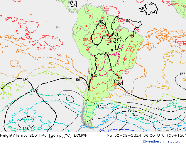 Yükseklik/Sıc. 850 hPa ECMWF Pzt 30.09.2024 06 UTC