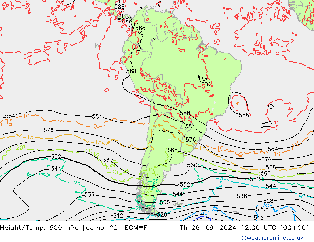 Z500/Rain (+SLP)/Z850 ECMWF  26.09.2024 12 UTC