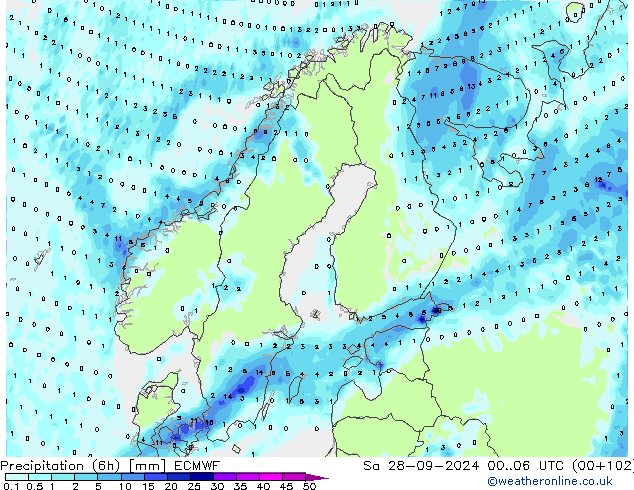 Z500/Yağmur (+YB)/Z850 ECMWF Cts 28.09.2024 06 UTC