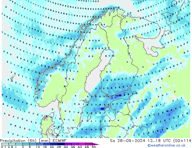 Z500/Rain (+SLP)/Z850 ECMWF sab 28.09.2024 18 UTC