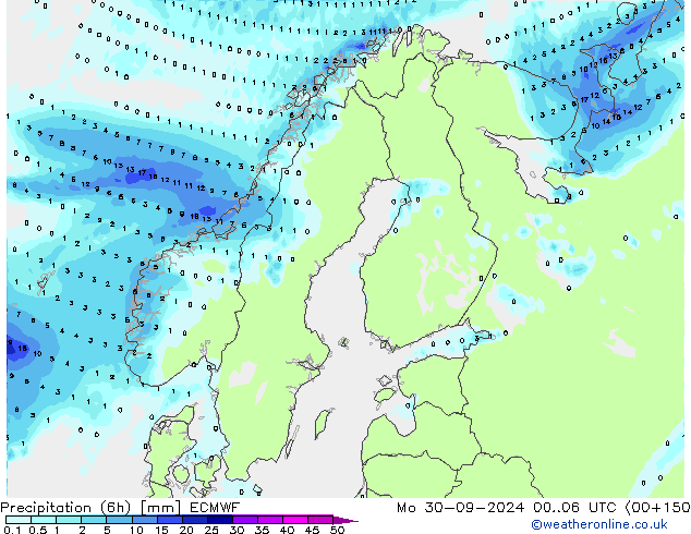 Z500/Rain (+SLP)/Z850 ECMWF Mo 30.09.2024 06 UTC