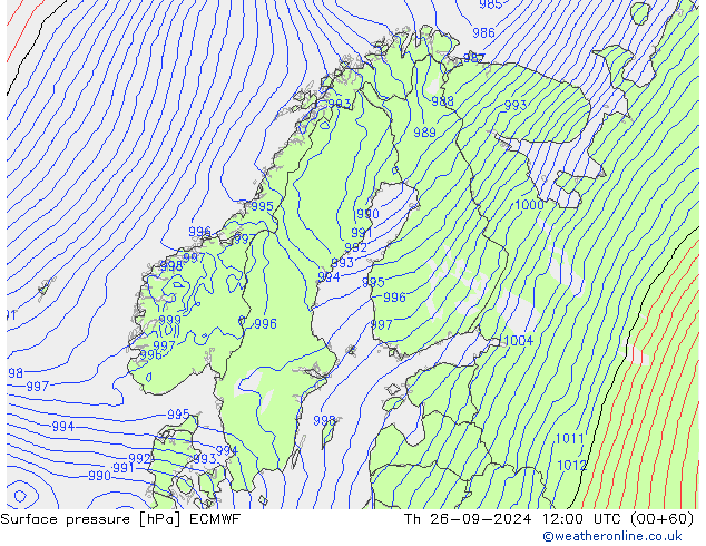 приземное давление ECMWF чт 26.09.2024 12 UTC