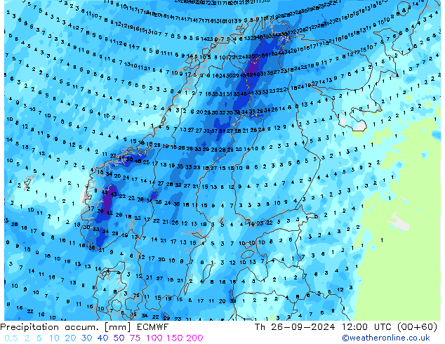 Nied. akkumuliert ECMWF Do 26.09.2024 12 UTC