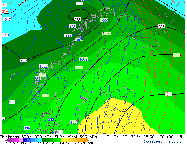 Thck 500-1000hPa ECMWF mar 24.09.2024 18 UTC