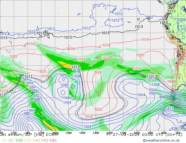 Jet stream/SLP ECMWF Fr 27.09.2024 00 UTC