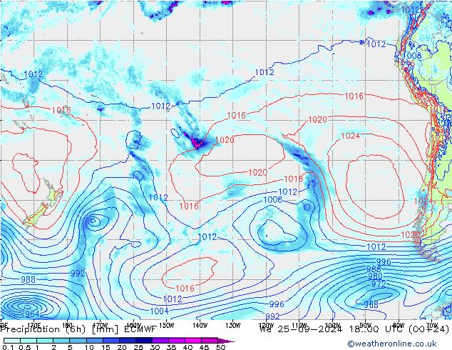 Z500/Rain (+SLP)/Z850 ECMWF Mi 25.09.2024 00 UTC