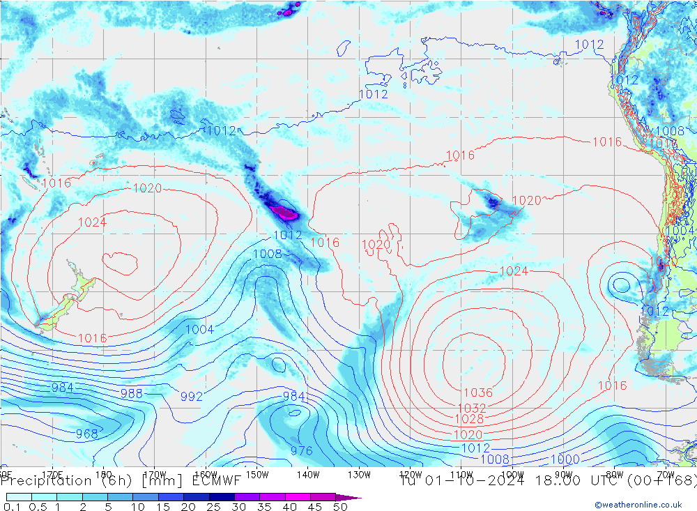 Z500/Regen(+SLP)/Z850 ECMWF di 01.10.2024 00 UTC