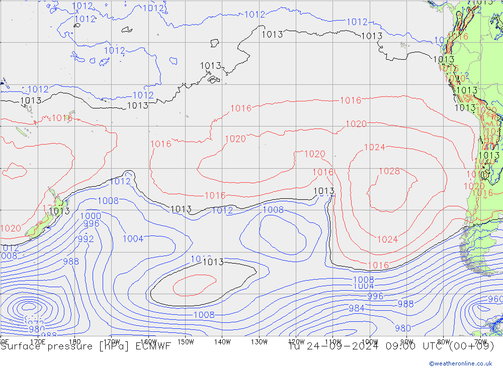 Surface pressure ECMWF Tu 24.09.2024 09 UTC