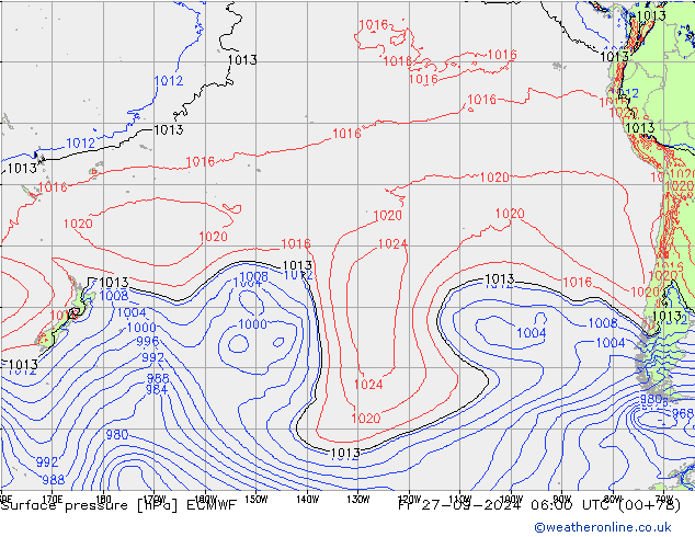 приземное давление ECMWF пт 27.09.2024 06 UTC