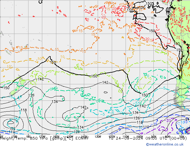 Height/Temp. 850 hPa ECMWF Tu 24.09.2024 09 UTC