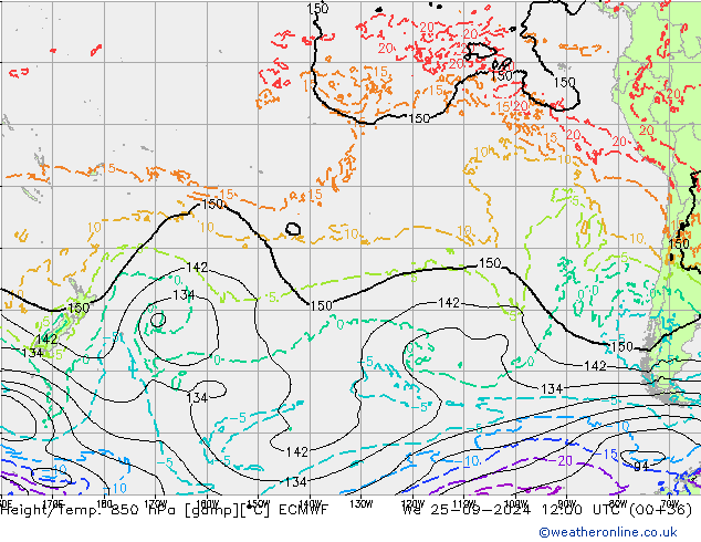 Z500/Yağmur (+YB)/Z850 ECMWF Çar 25.09.2024 12 UTC