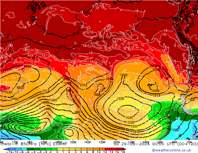 Theta-W 850hPa ECMWF dom 29.09.2024 00 UTC