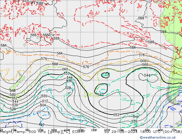 Z500/Rain (+SLP)/Z850 ECMWF  29.09.2024 18 UTC